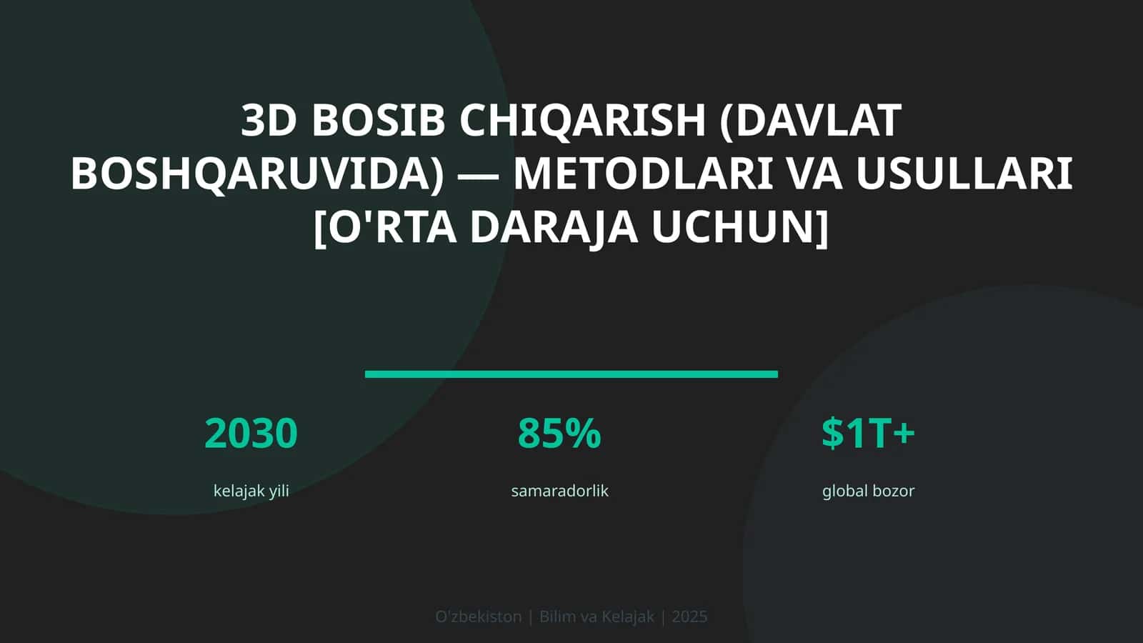 3D bosib chiqarish (davlat boshqaruvida) — metodlari va usullari [o'rta daraja uchun]
