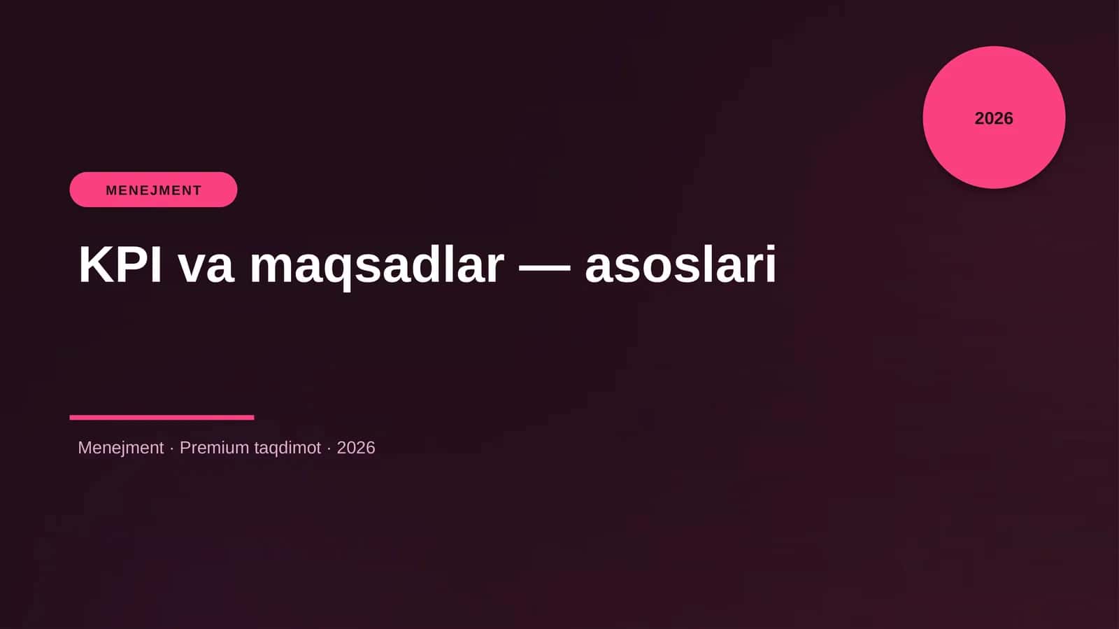 KPI va maqsadlar — asoslari