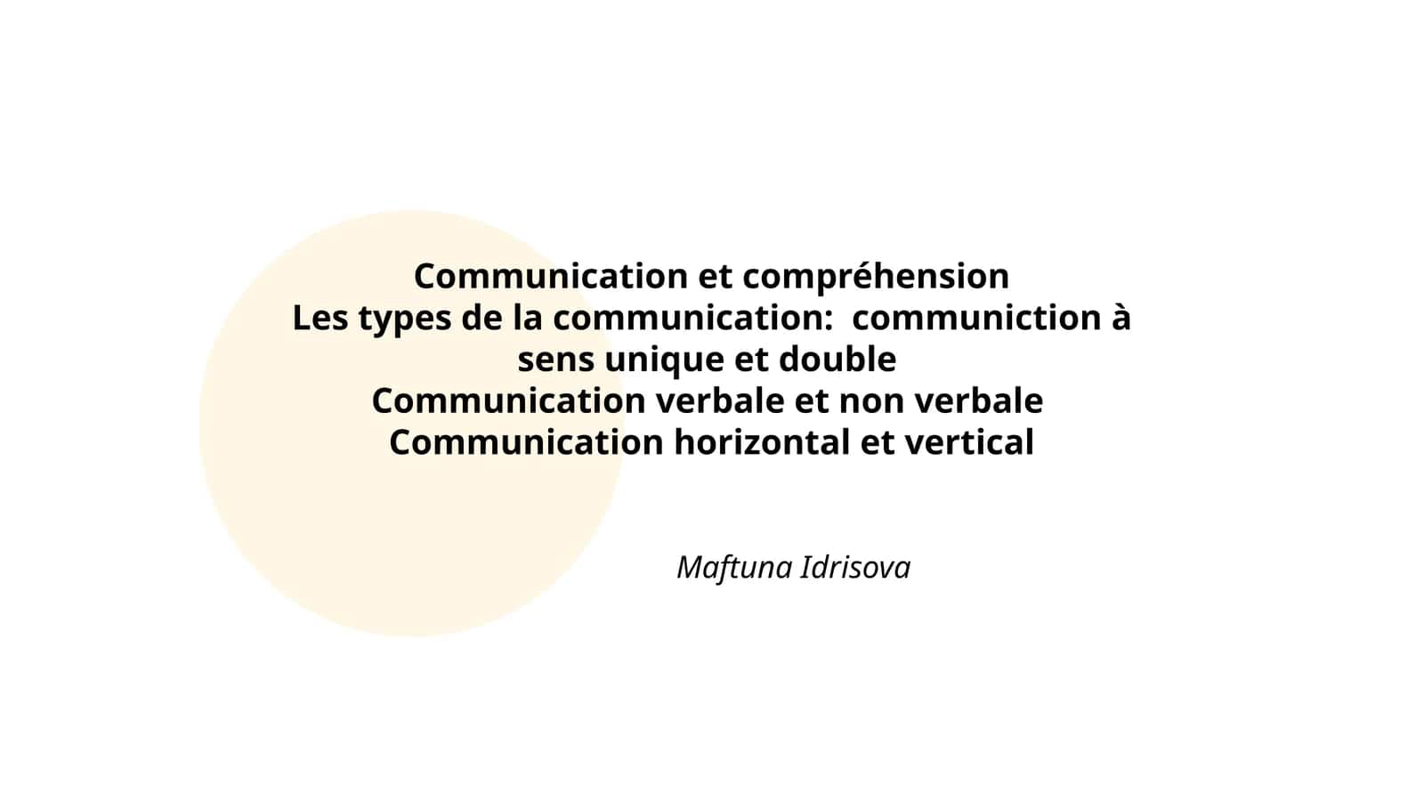 Communication et compréhension