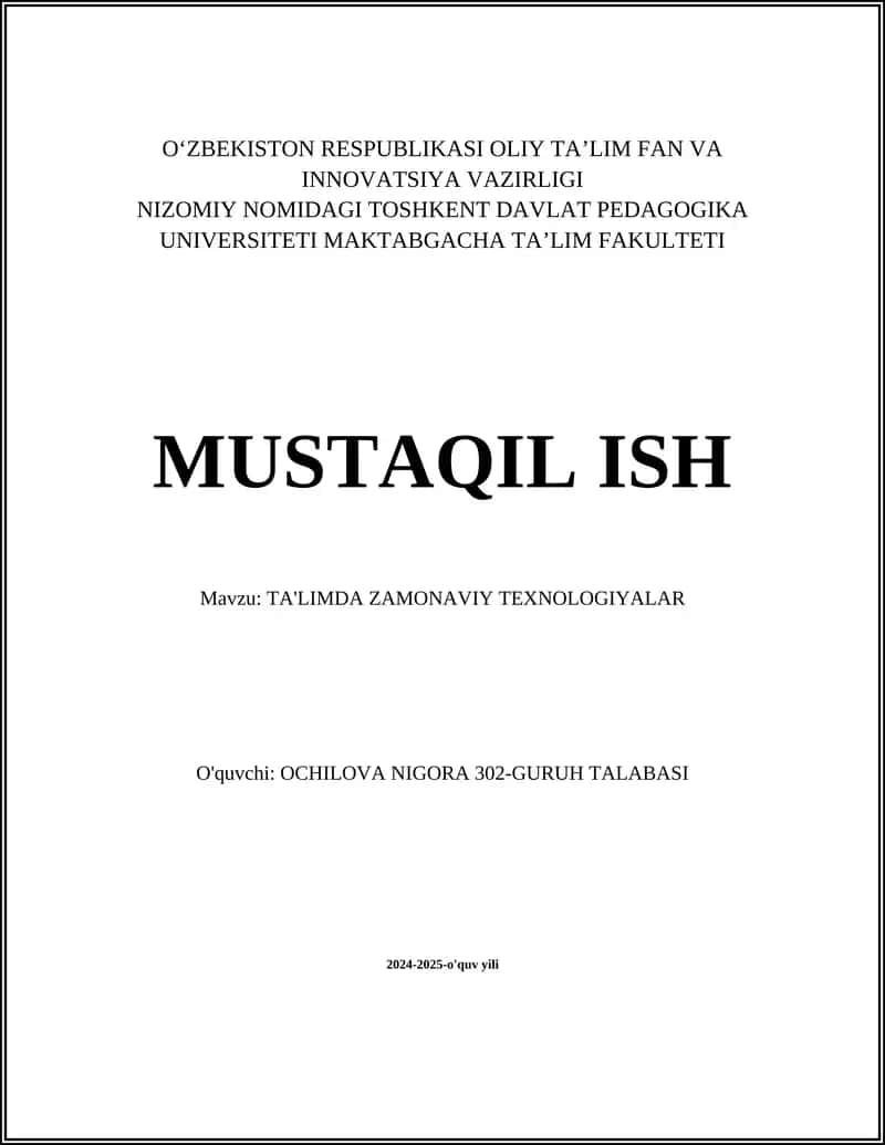 Zamonaviy ta'lim texnologiyalari rivojlanish tendensiyalari