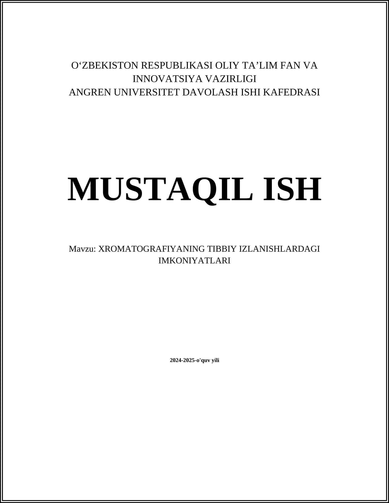 Xromatografiyaning Tibbiy Izlanishlardagi Imkoniyatlari