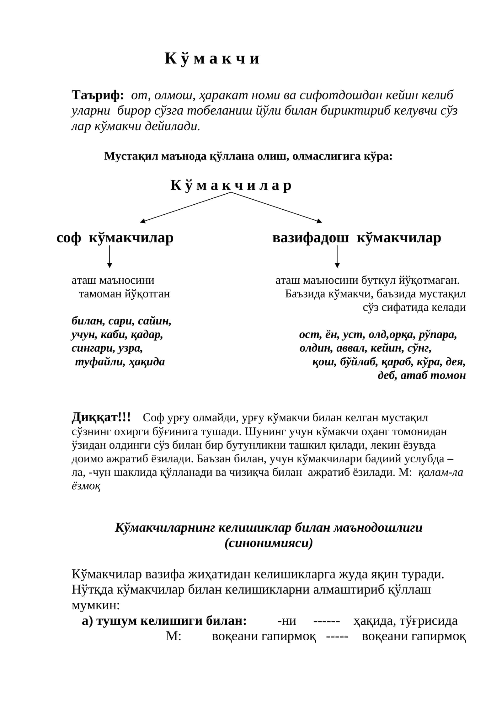 Кўмакчи (дарс ишланмаси).