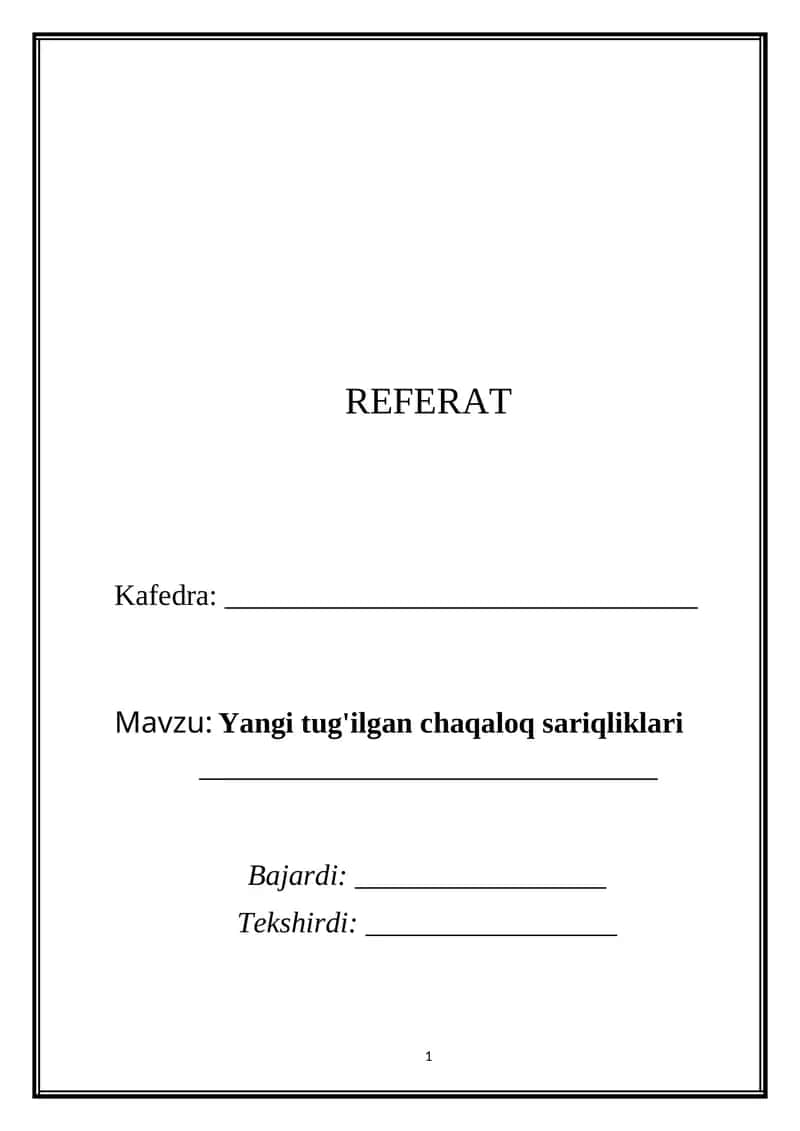 Yangi tug'ilgan chaqaloq sariqliklari