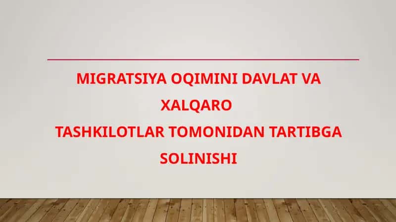 Migratsiya oqimini davlat va xalqaro tashkilotlar tomonidan tartibga solinishi 1