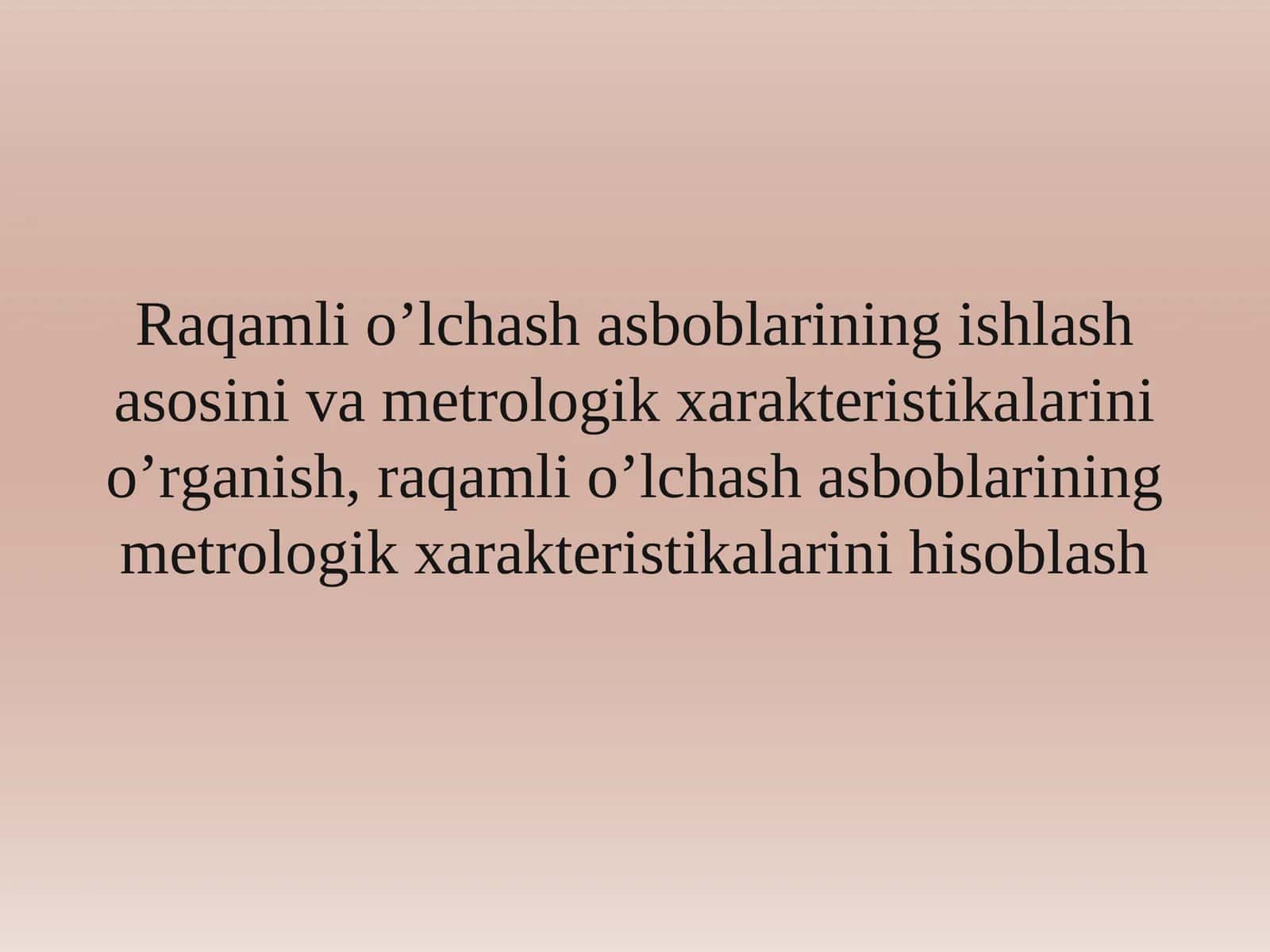 Raqamli o‘lchash asboblari