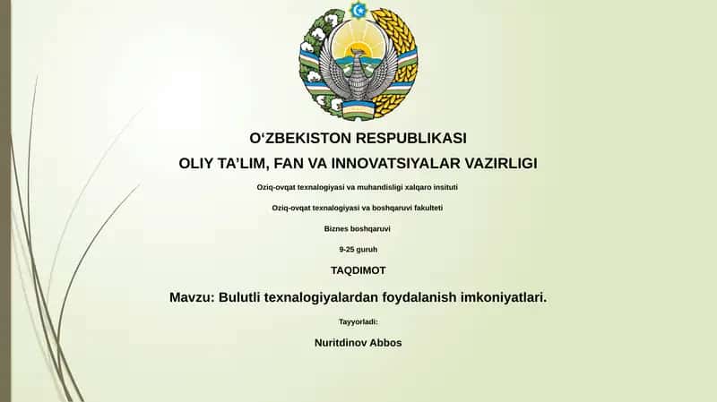 Bulutli texnalogiyalardan foydalanish imkoniyatlari