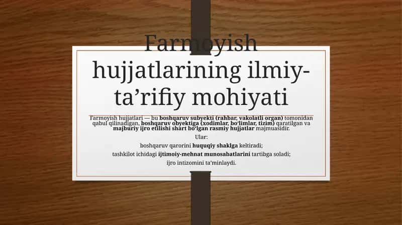 Farmoyish hujjatlari ilmiy-ta’rifi