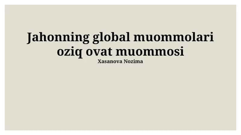 Oziq-ovqat muammosi