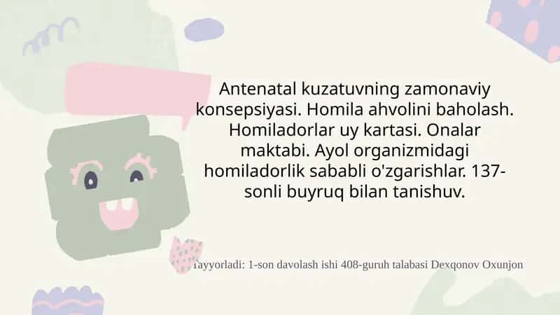 Antenatal kuzatuvning zamonaviy konsepsiyasi