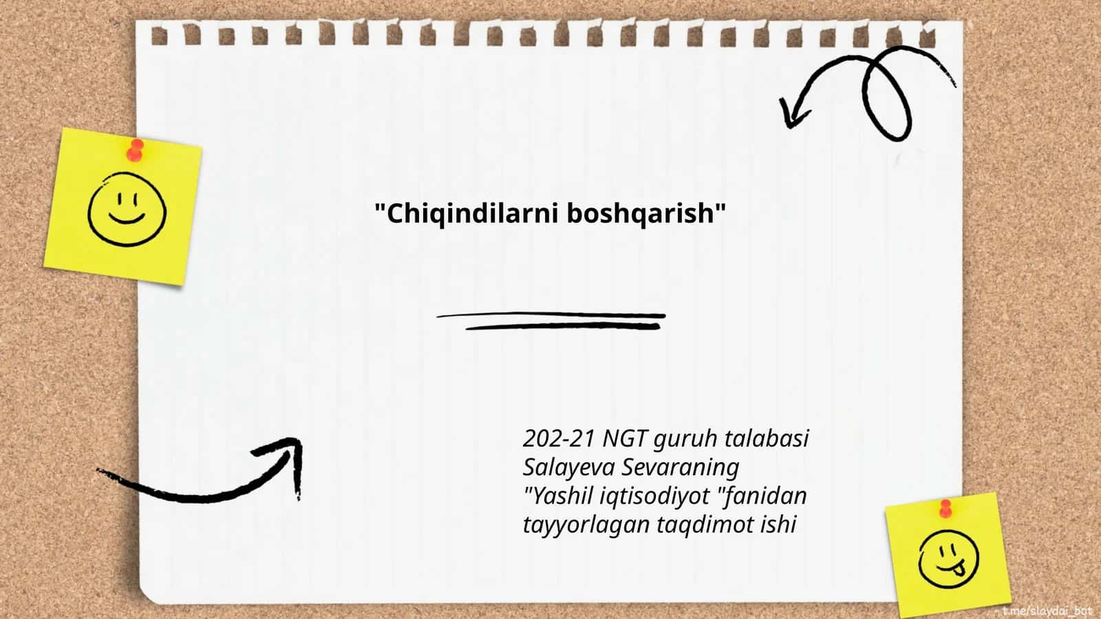 "Yashil iqtisodiyot" fanidan taqdimot ishi