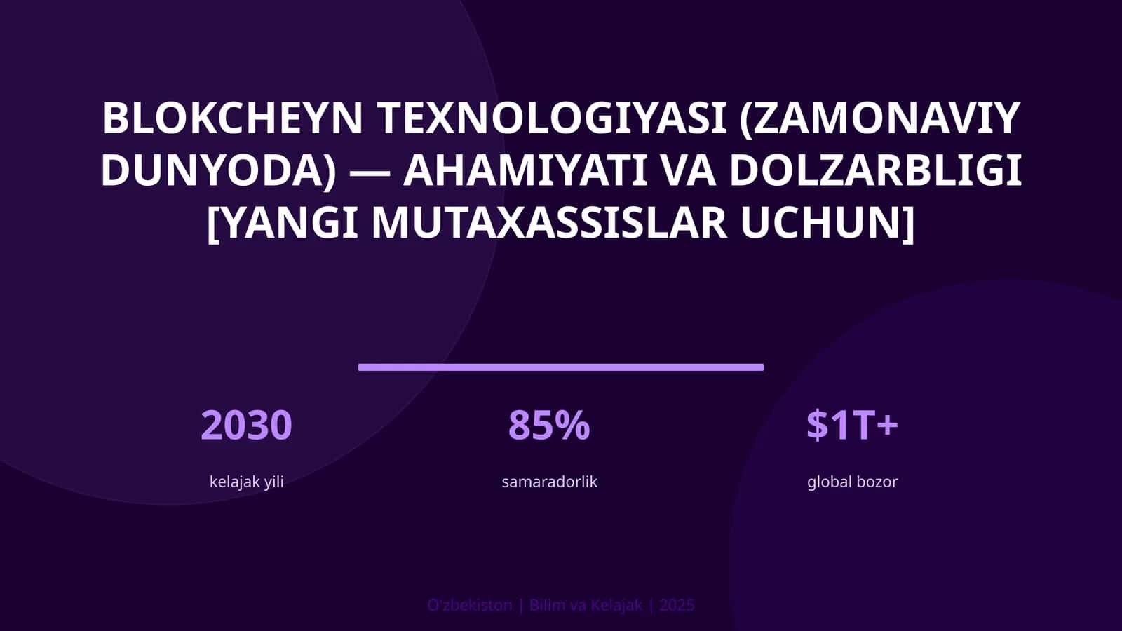 Blokcheyn texnologiyasi (zamonaviy dunyoda) — ahamiyati va dolzarbligi [yangi mutaxassislar uchun]