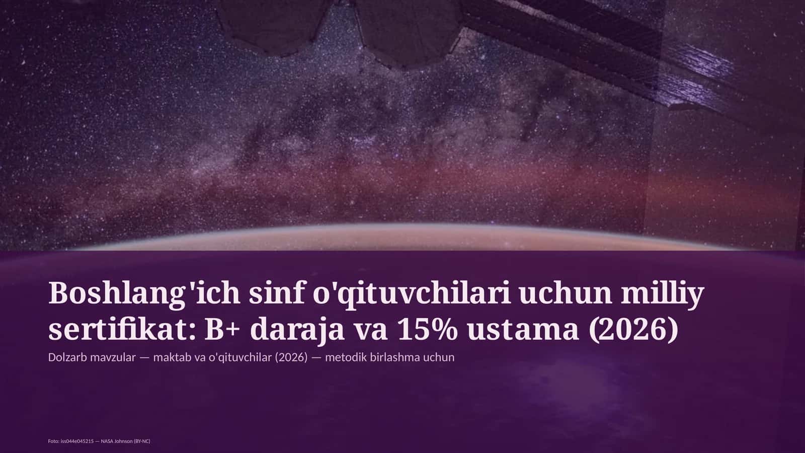 Milliy sertifikat: B+ daraja va 15% ustama