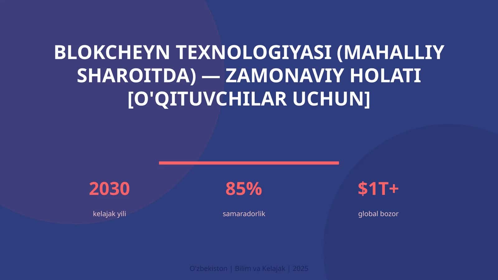 Blokcheyn texnologiyasi (mahalliy sharoitda) — zamonaviy holati [o'qituvchilar uchun]