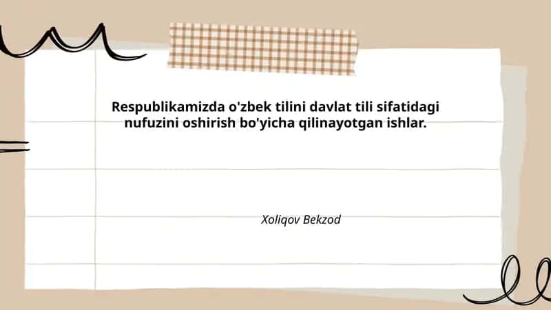 O'zbek tili nufuzini oshirish bo'yicha ishlar