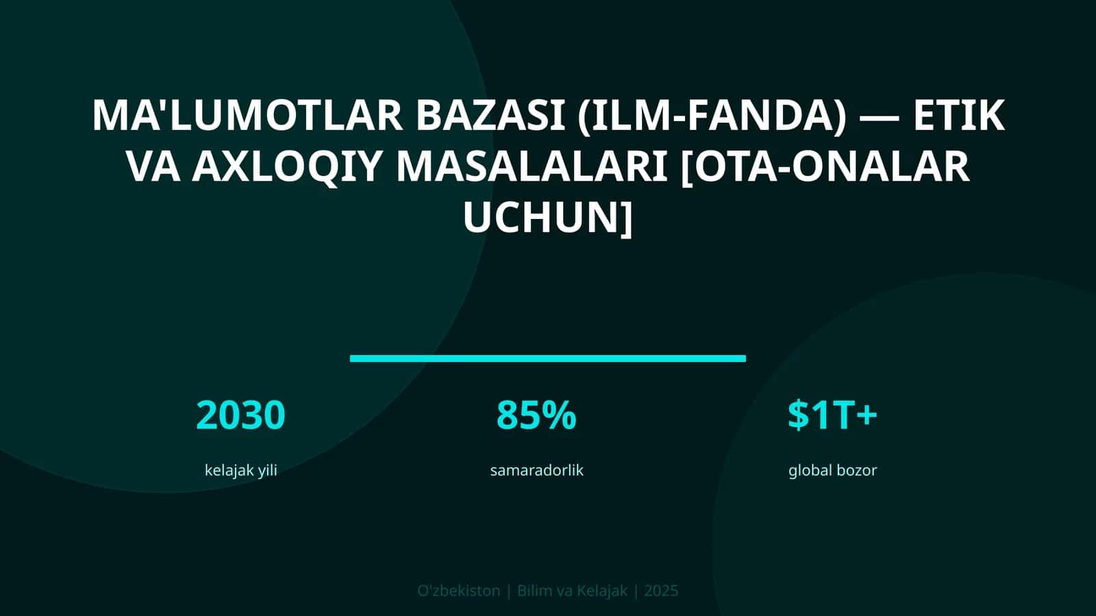MA'LUMOTLAR BAZASI (ILM-FANDA) — ETIK VA AXLOQIY MASALALARI [OTA-ONALAR UCHUN]