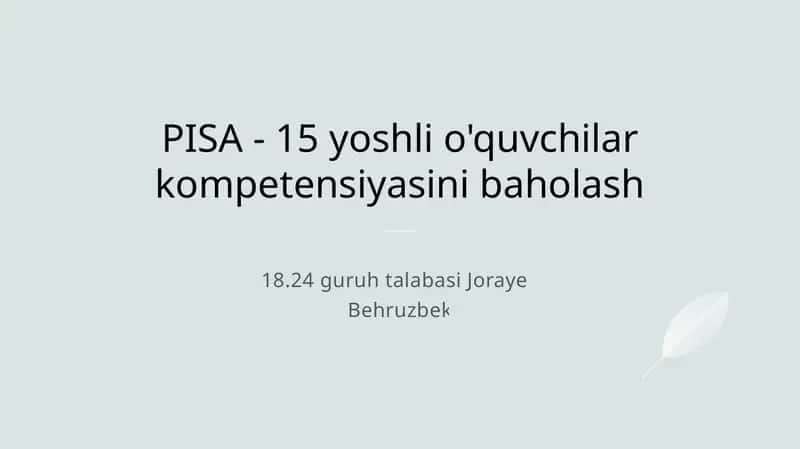 15 yoshli o'quvchilarning kompetensiyalarini baholash