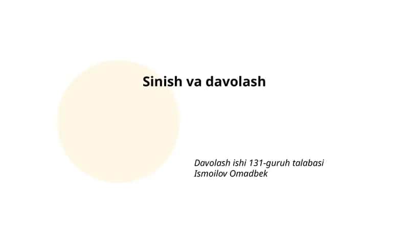 Sinish va davolash