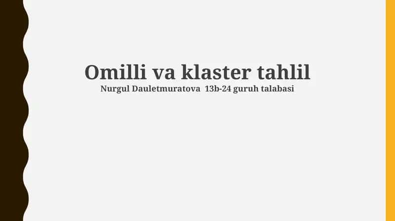 Omilli va klaster tahlil