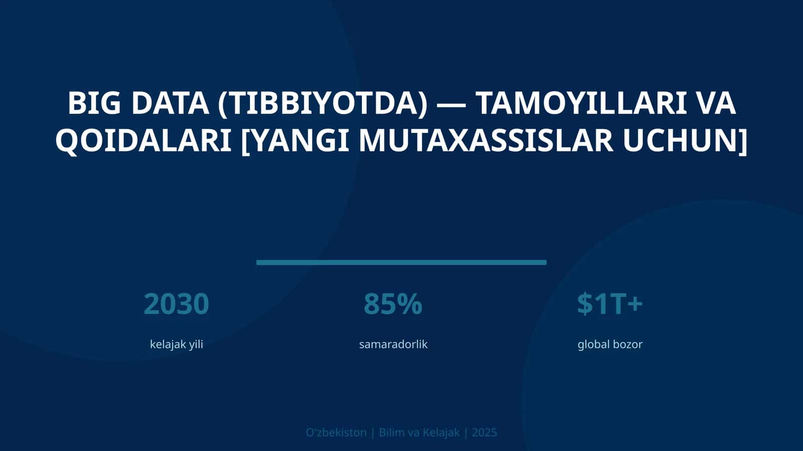 BIG DATA (TIBBIYOTDA) — TAMOYILLARI VA QOIDALARI [YANGI MUTAXASSISLAR UCHUN]