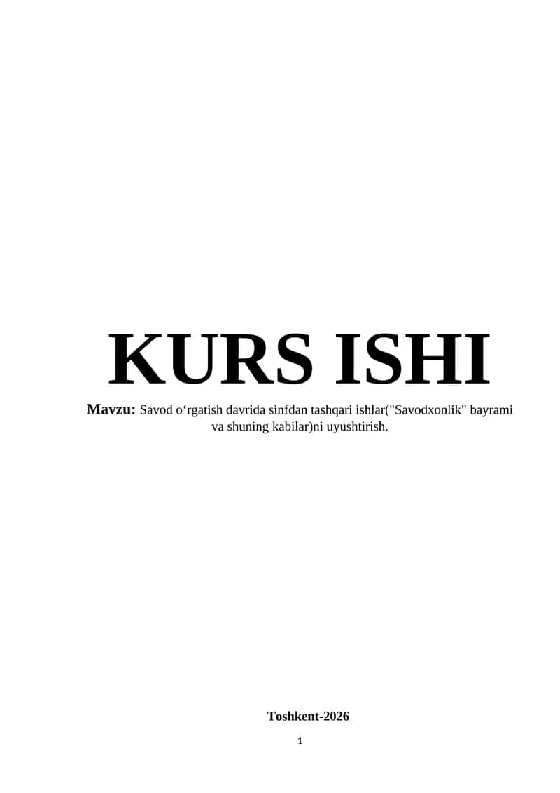 Savod oʻrgatish davrida sinfdan tashqari ishlar