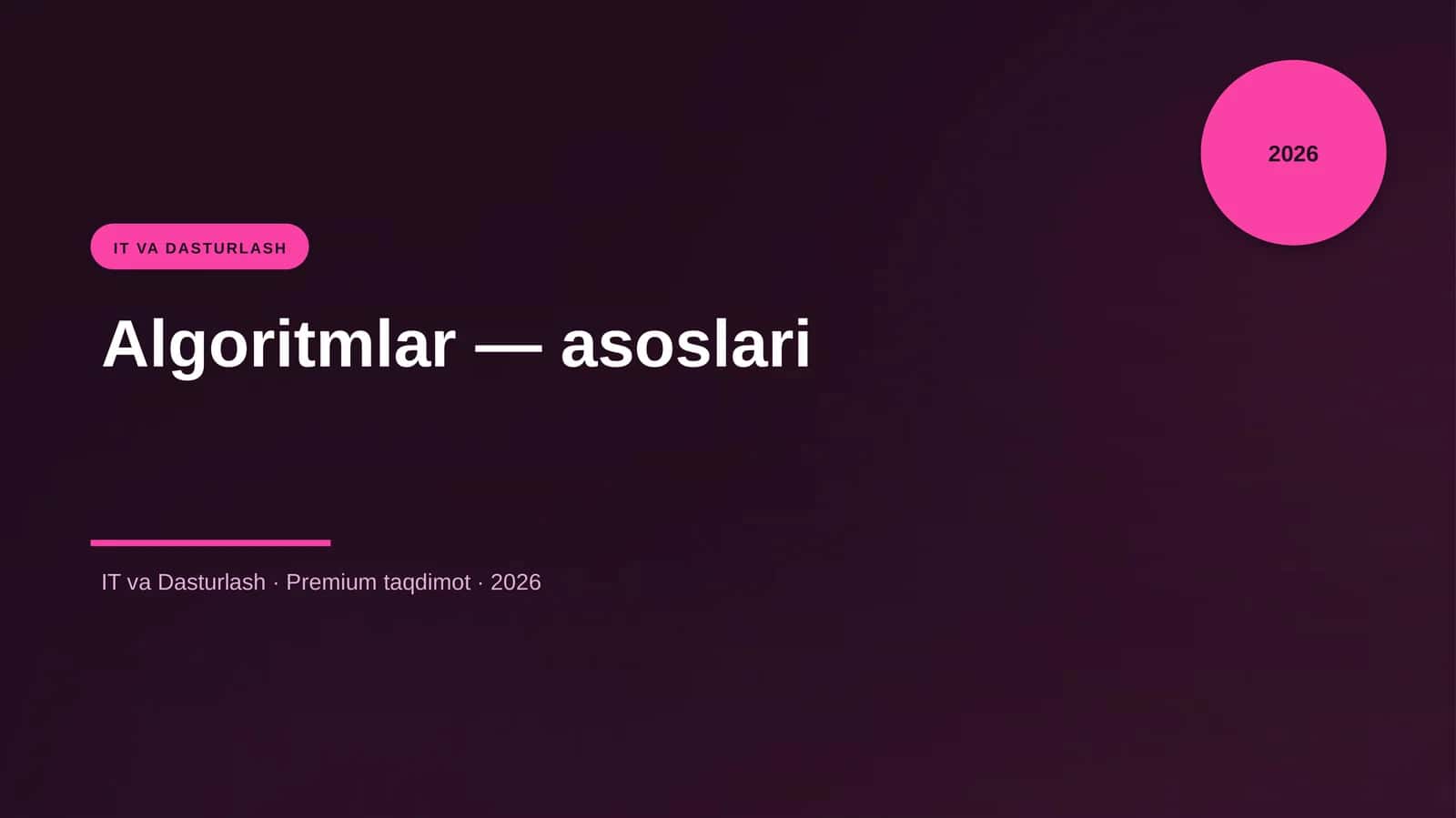 Algoritmlar — asoslari