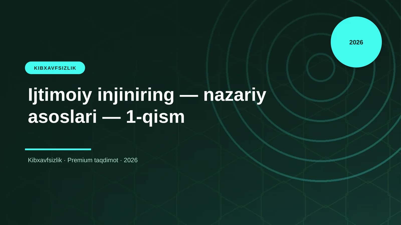 Ijtimoiy injiniring — nazariy asoslari — 1-qism