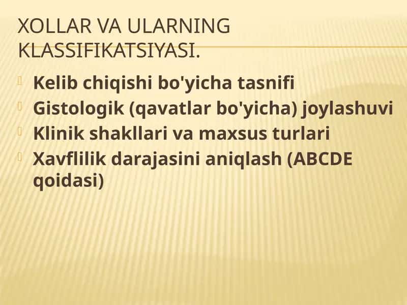 Xollar vaularning klassifikatsiyasi