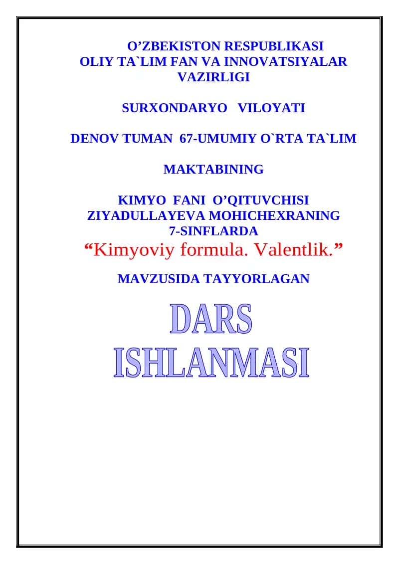 Kimyoviy formula . Valentlik