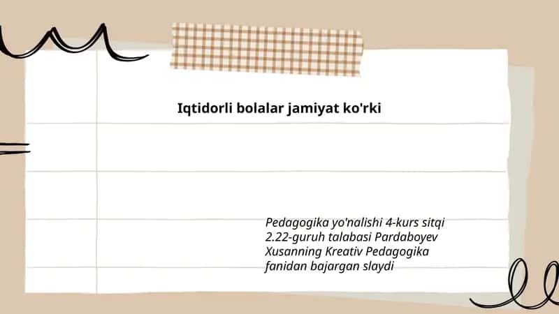 Pardaboyev Xusanning Kreativ Pedagogika fanidan bajargan slayd
