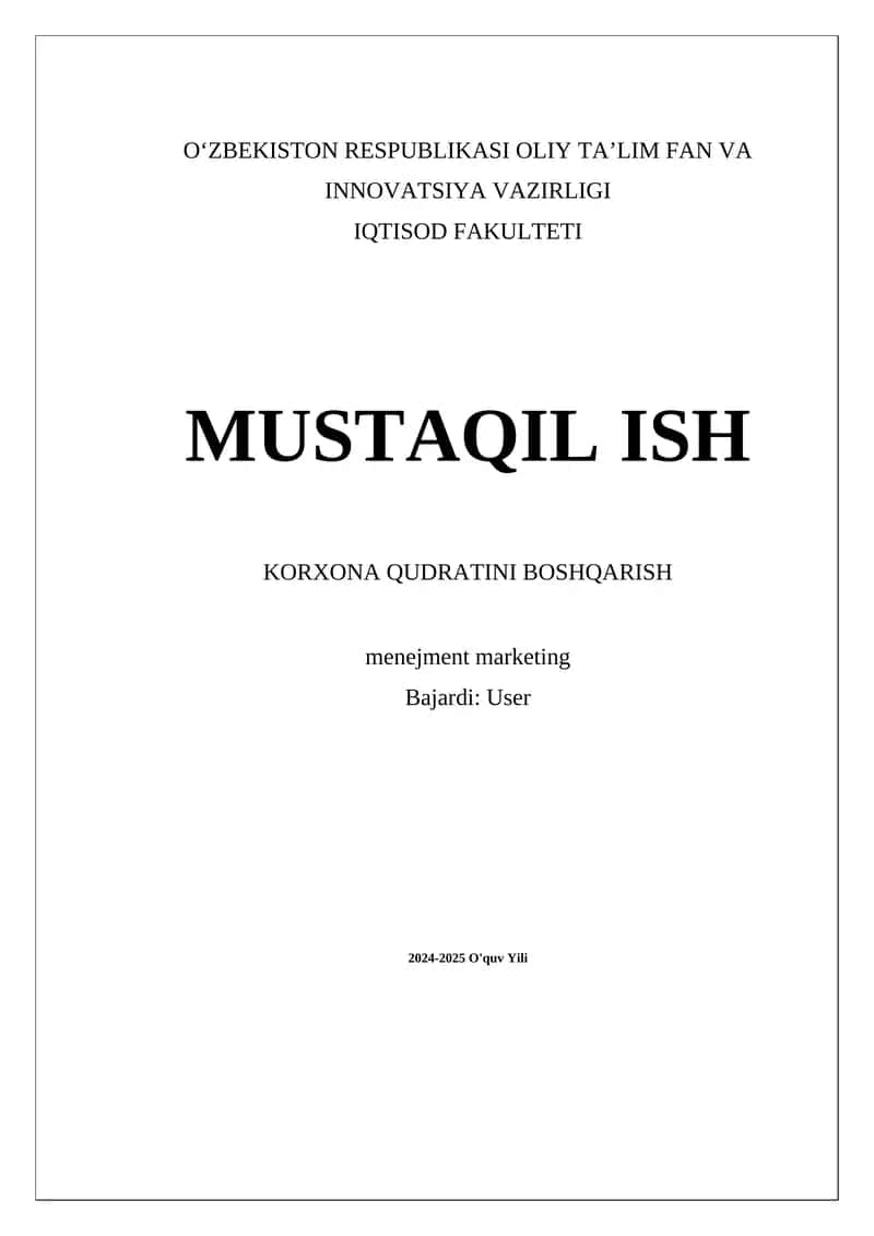 Korxona Qudratini Boshqarish