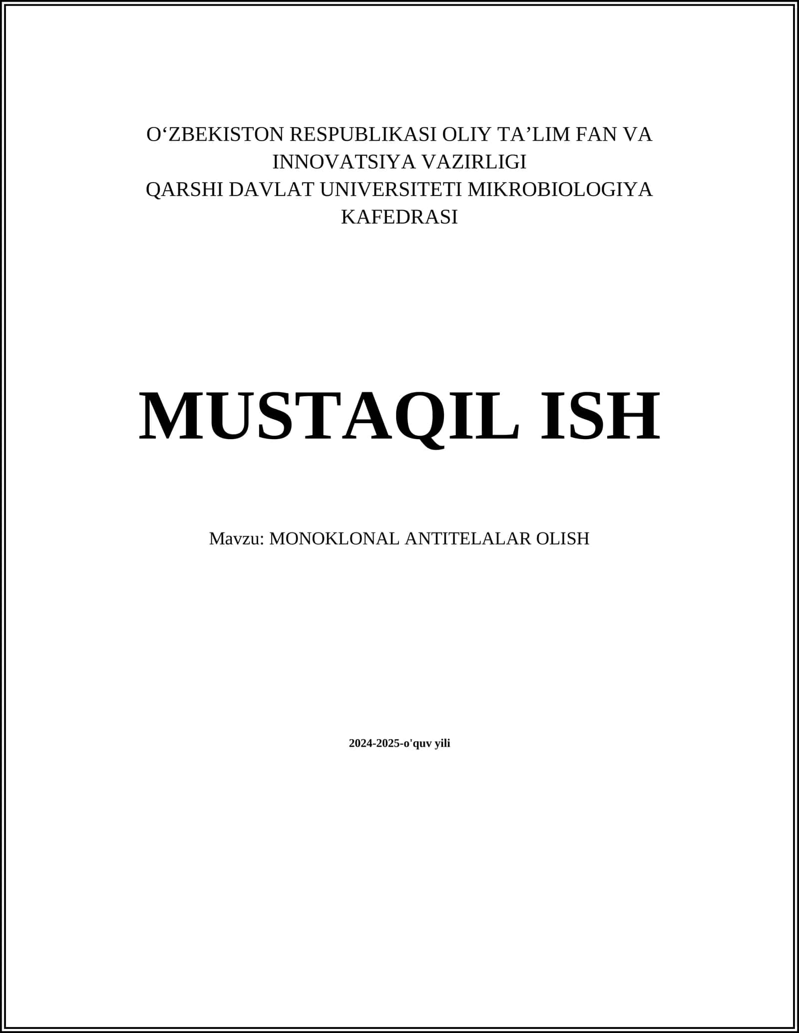 MONOKLONAL ANTITELALAR OLISH