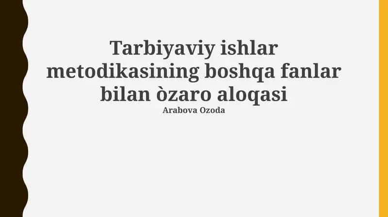 Ta'lim Metodikalarining Boshqa Fanlar bilan Integratsiyasi