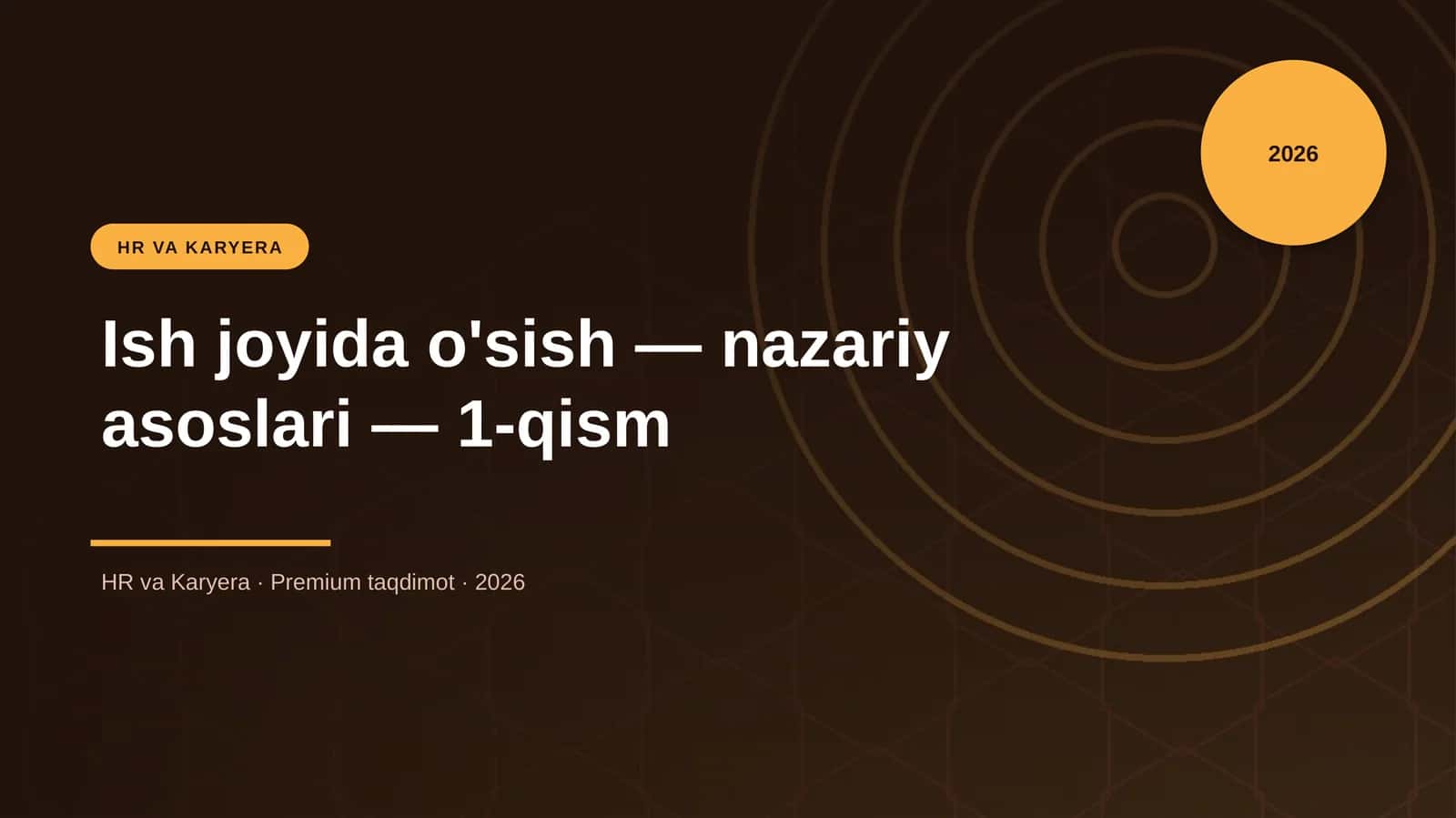 Ish joyida o'sish — nazariy asoslari — 1-qism
