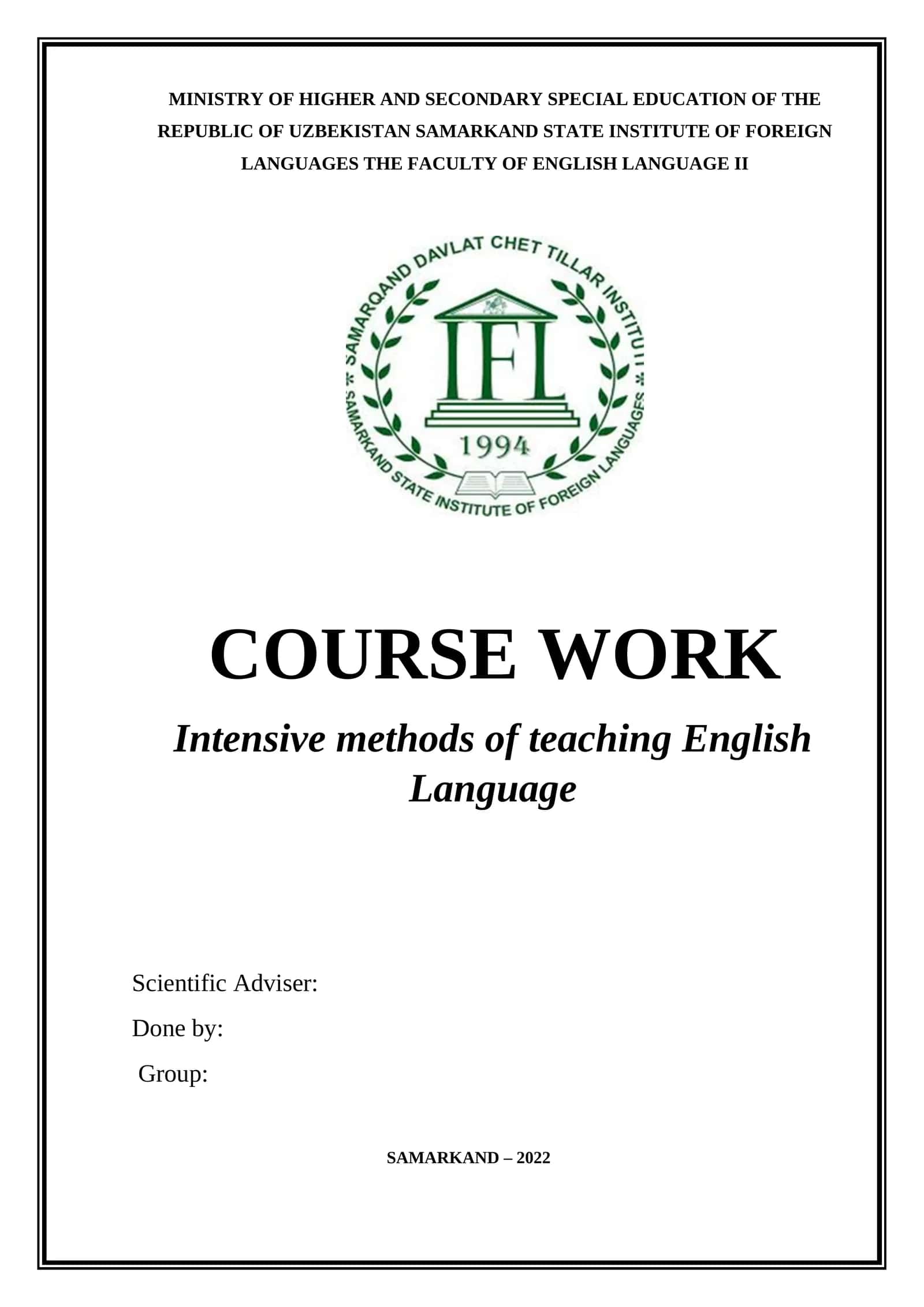 Intensive methods of teaching English Language