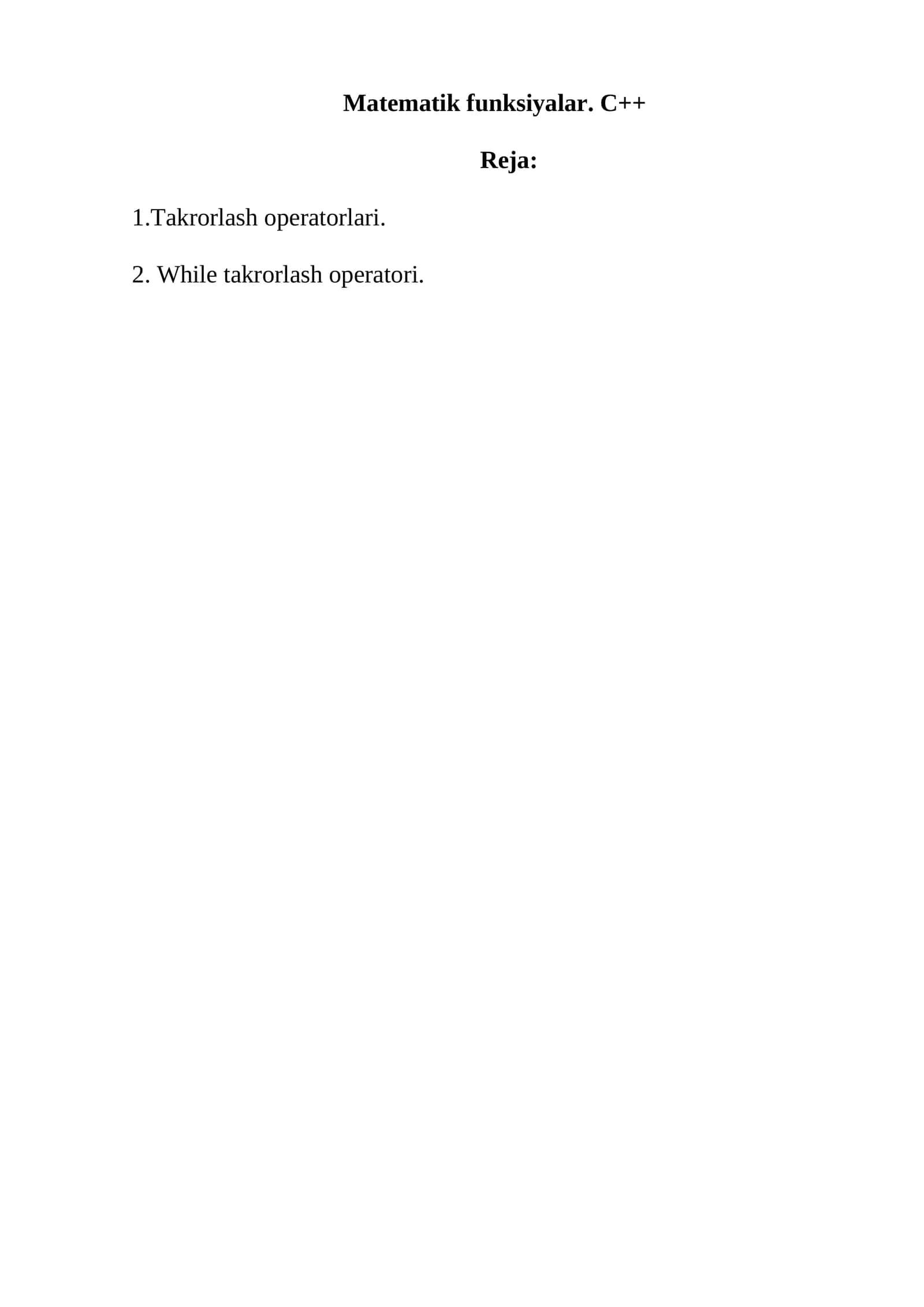 Matematik funksiyalar. C++