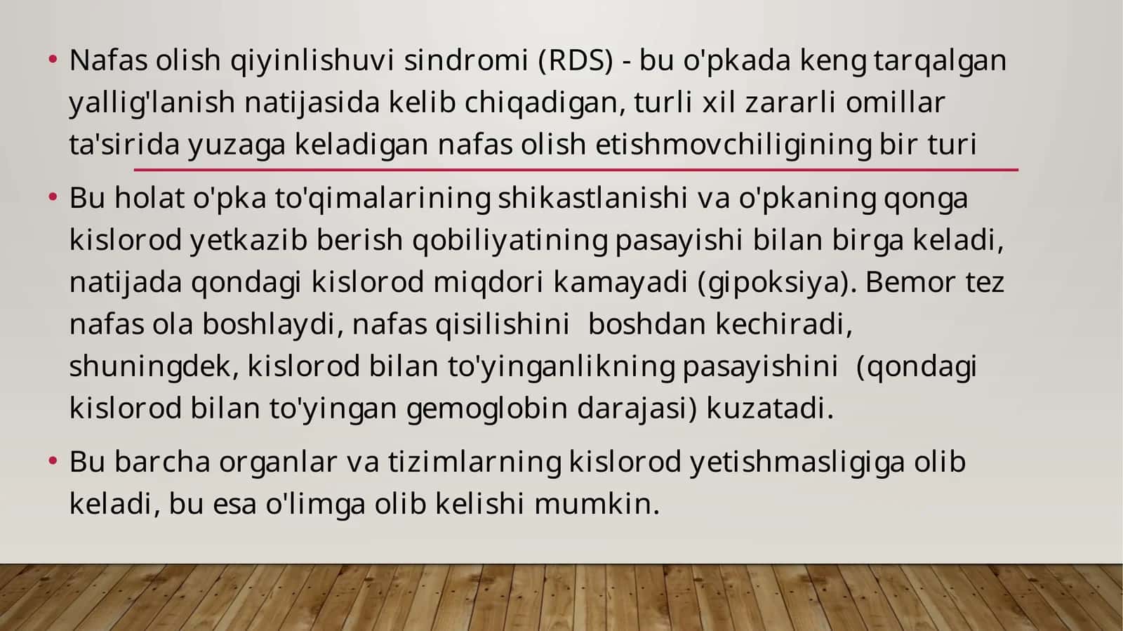 Nafas olish qiyinlishuvi sindromi (RDS)