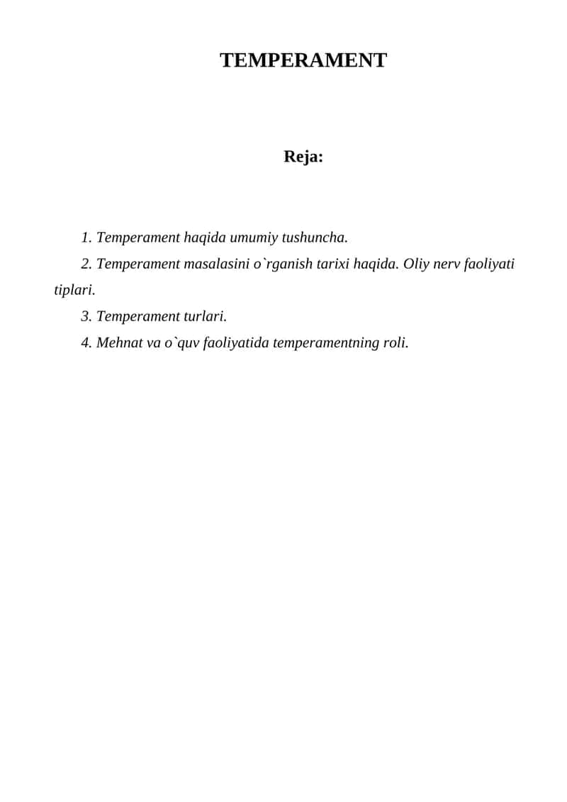 Temperament Turlari