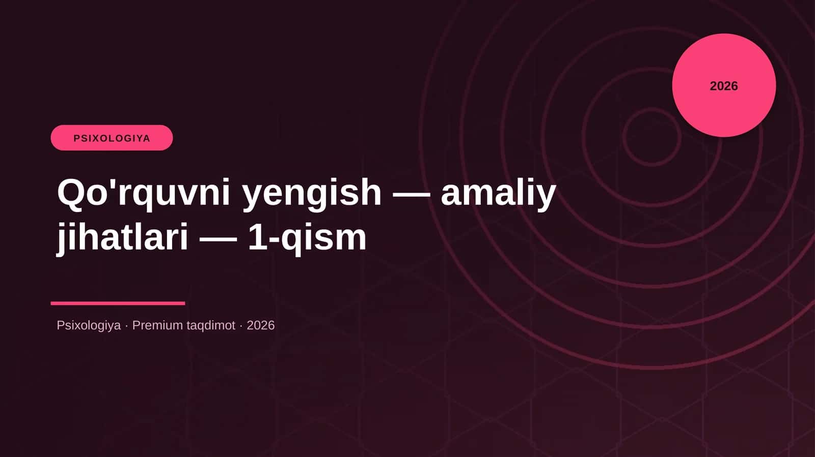 Qo'rquvni yengish — amaliy jihatlari — 1-qism