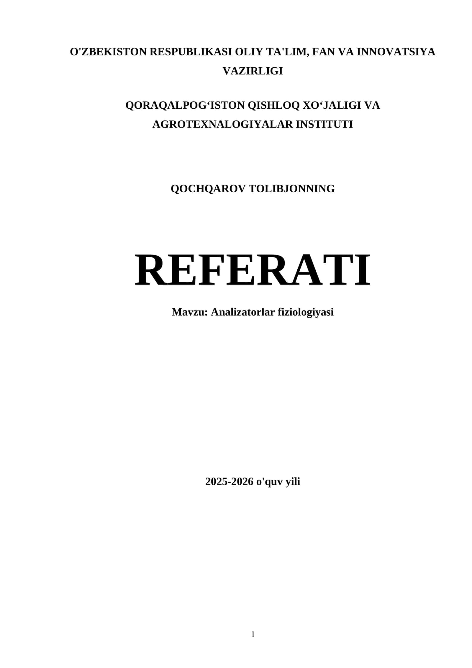 Analizatorlar fiziologiyasi