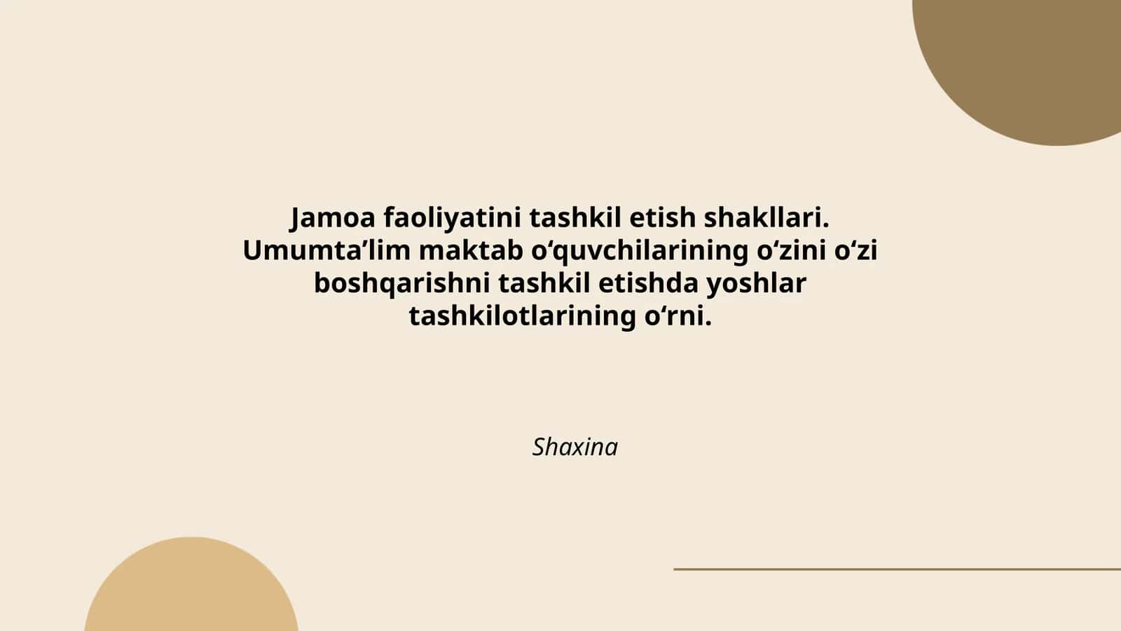 Jamoa faoliyatini tashkil etish shakllari. Umumta’lim maktab o‘quvchilarining o‘zini o‘zi boshqarishni tashkil etishda yoshlar tashkilotlarining o‘rni