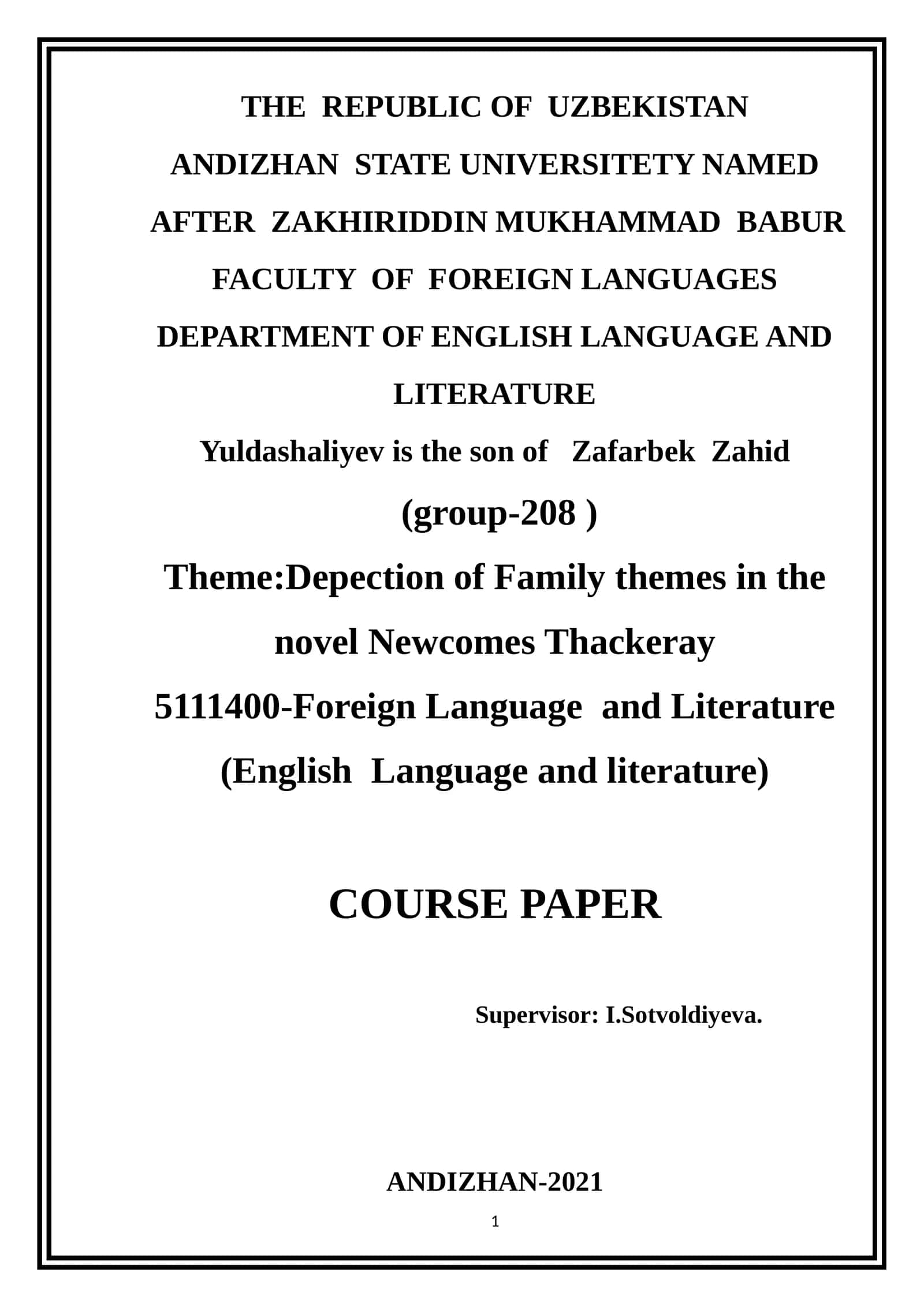 Theme: Depection of Family themes in the novel Newcomes Thackeray