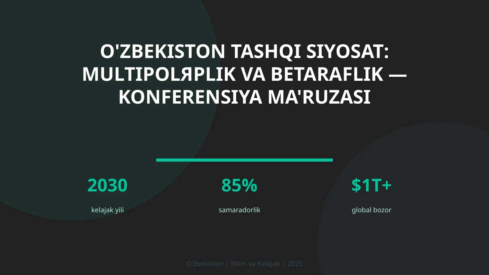 O'zbekiston Tashqi Siyosat: Multipolяrlik va Betaraflik - Konferensiya Ma'ruzasi