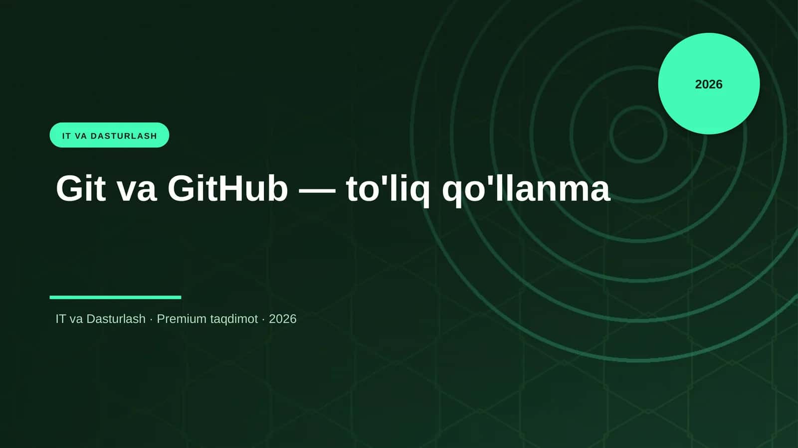 Git va GitHub — to'liq qo'llanma