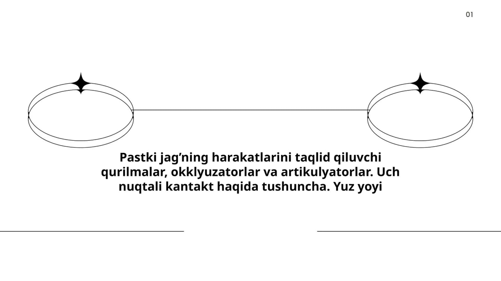 Pastki jag’ning harakatlarini taqlid qiluvchi qurilmalar, okklyuzatorlar ‏va artikulyatorlar. Uch nuqtali kantakt haqida tushuncha. Yuz yoyi