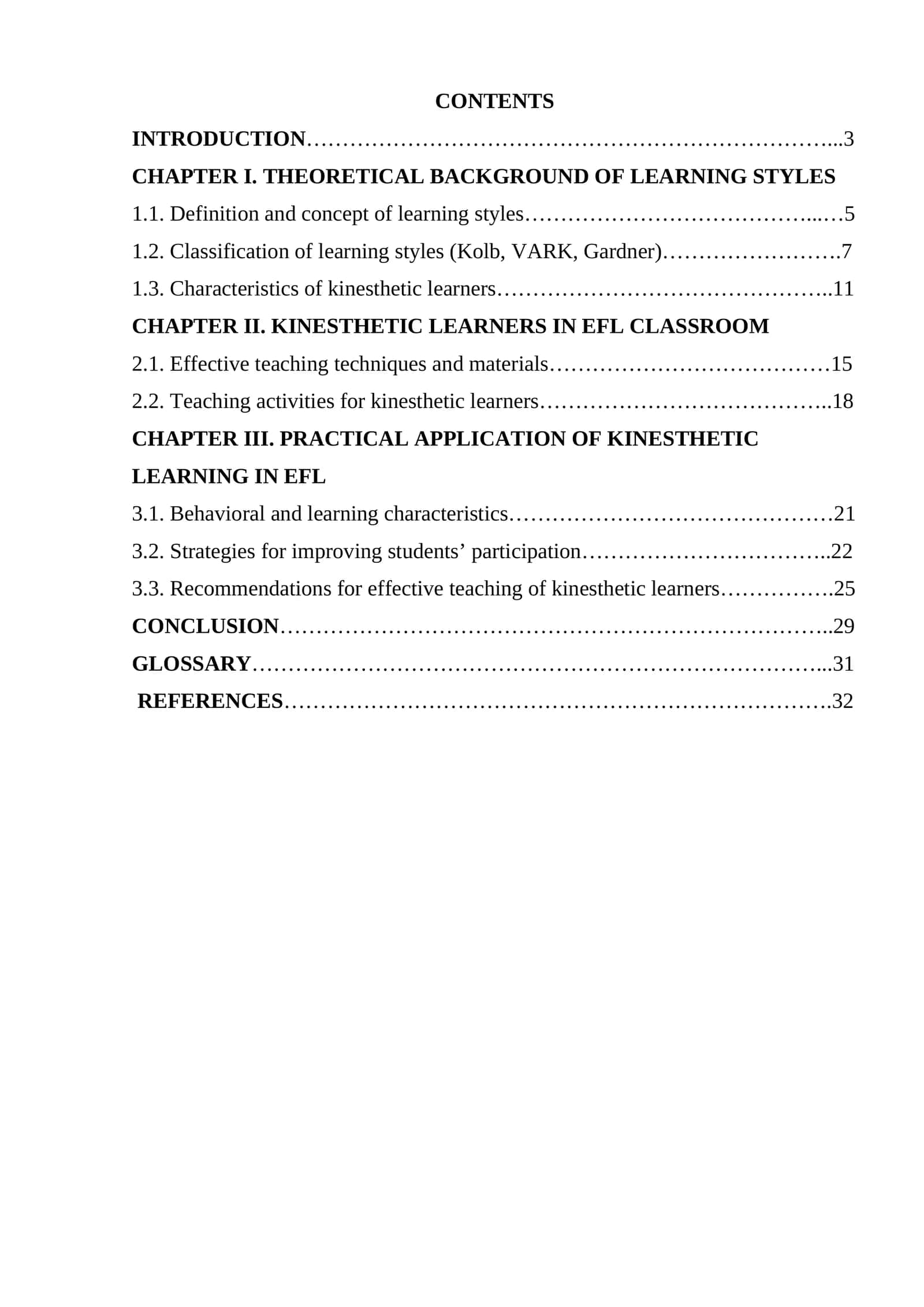 Visual, auditory, and kinesthetic learners in EFL