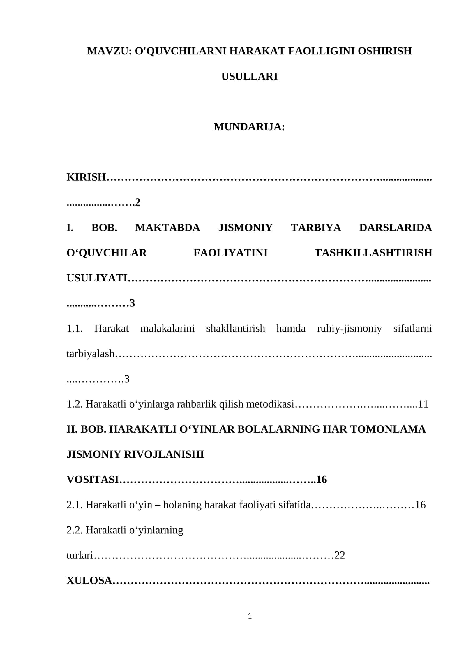o'quvchilarni harakat faolligini oshirish usullari