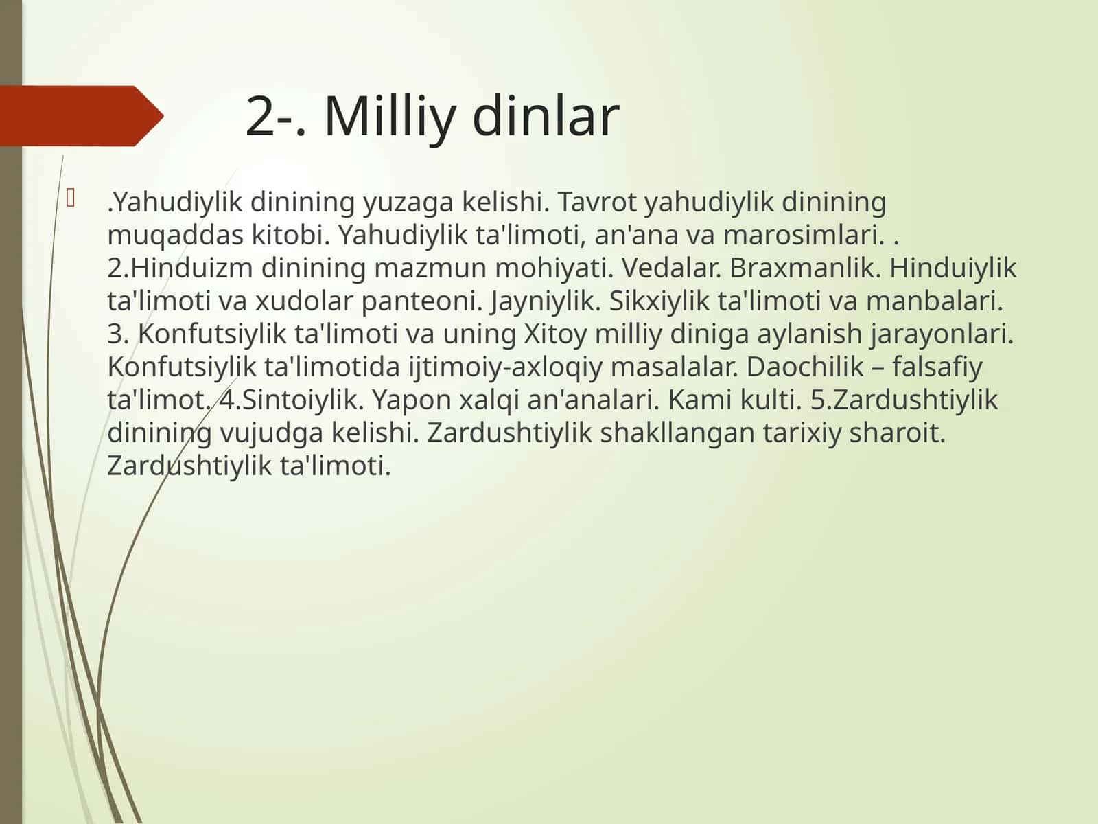 Milliy dinlar.Yahudiylik dinining yuzaga kelishi