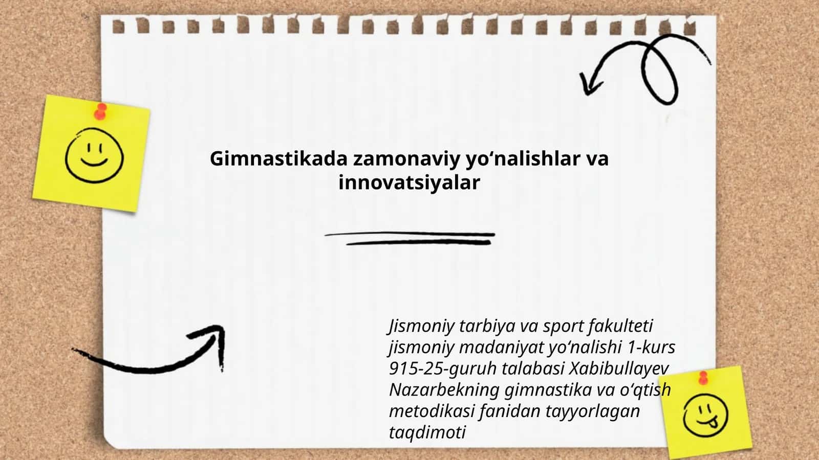 Xabibullayev Nazarbekning gimnastika va oʻqtish metodikasi