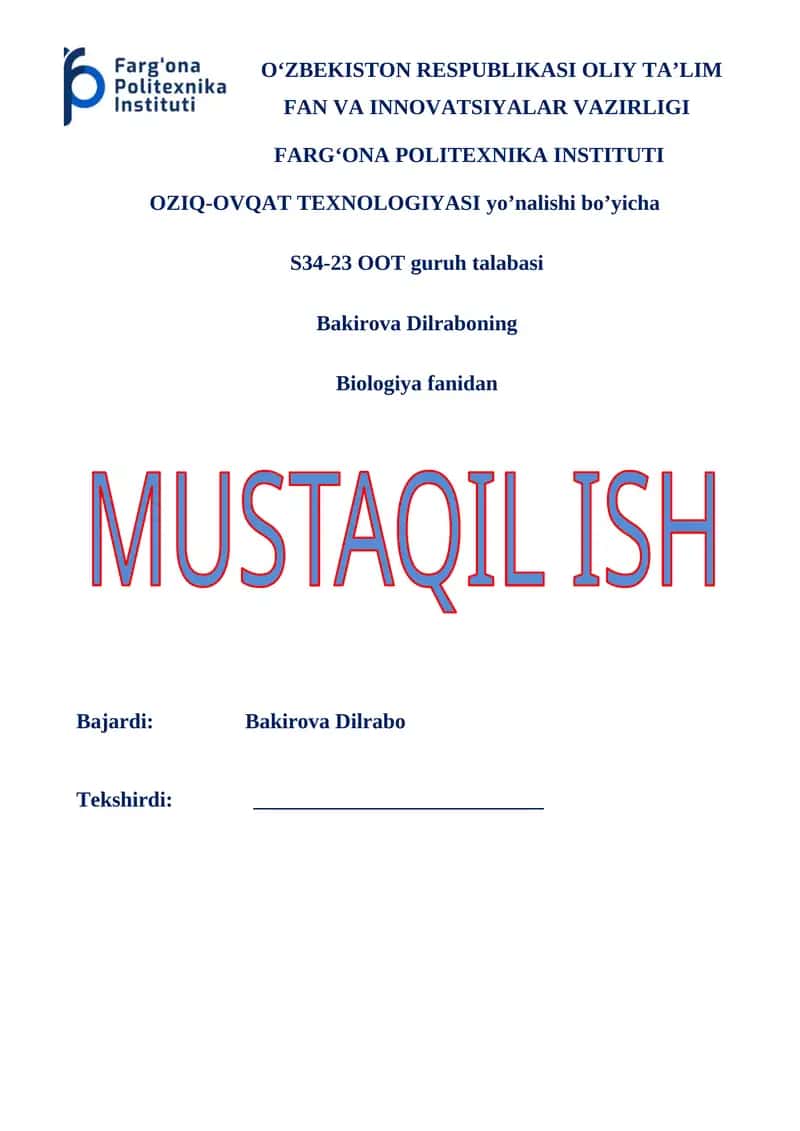 Biologiya fani haqida qisqacha