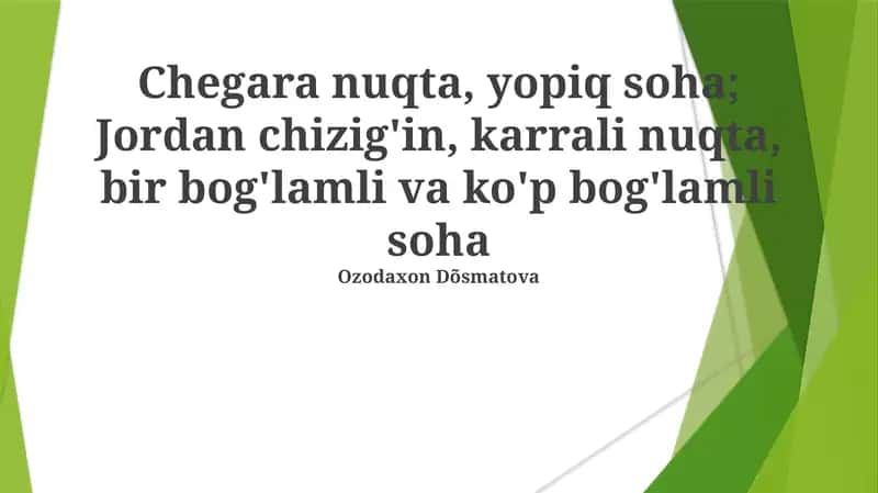 Singular nuqta va chegara nuqtalari